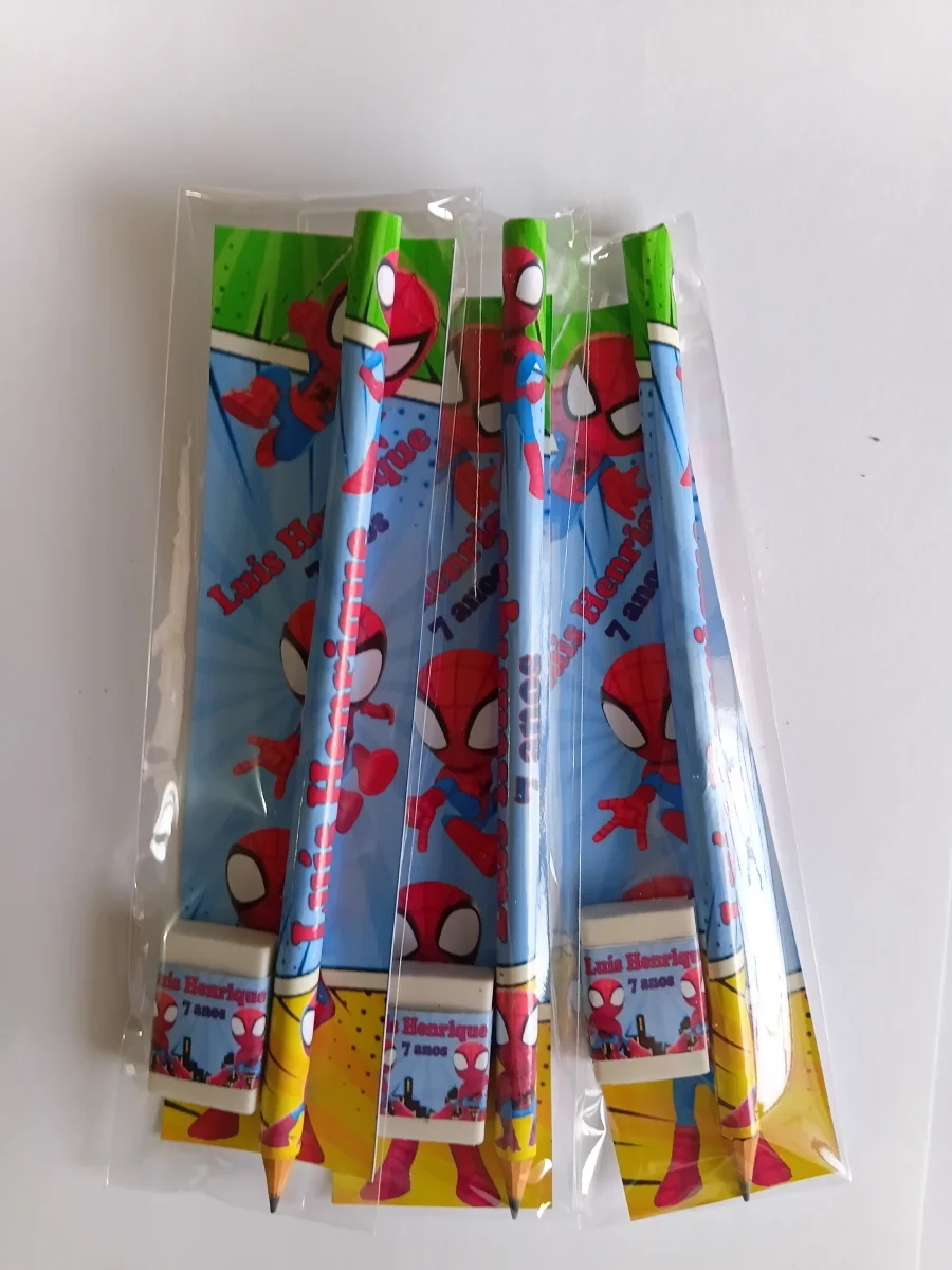Kit lapis e borracha homem aranha spiday lembrancinha festa aniversário cm marca páginas - Imagem 3