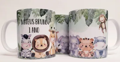 Caneca personalizada aniversario Safari Baby