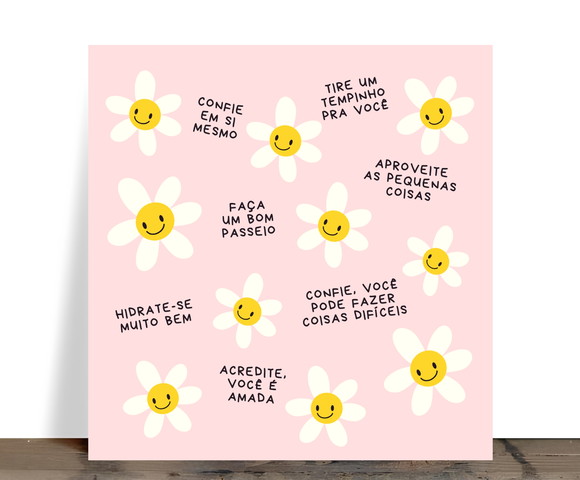 Azulejo Motivacional: Flores, Sorrisos e Frases Positivas!