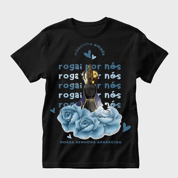 Camiseta Religiosa Nossa Senhora Aparecida Rogai Por Nós