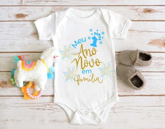 Body Infantil Meu Primeiro Ano Novo em Família