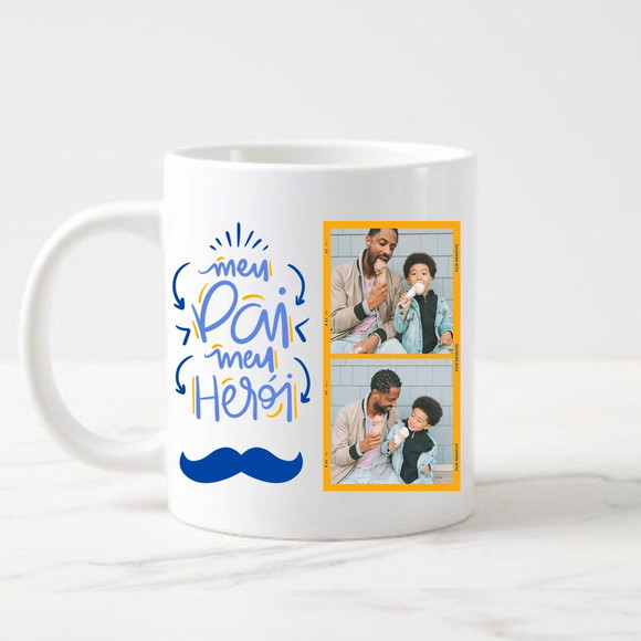 Caneca Meu Pai Meu Herói Personalizada com Foto