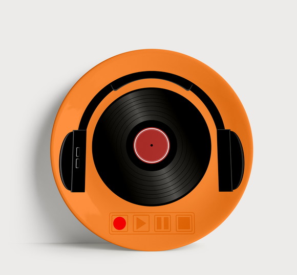 Prato Decorativo Retrô Música
