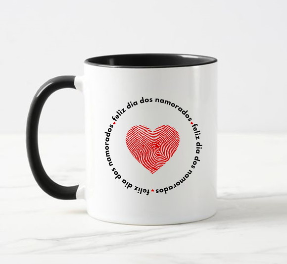 Caneca Feliz Dia dos Namorados com Coração Digital