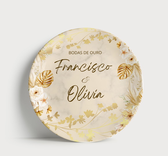 Prato Personalizado Bodas de Ouro
