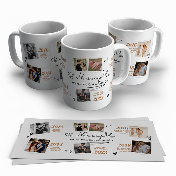 Caneca Porcelana Nossos Momentos Personalizada com Fotos