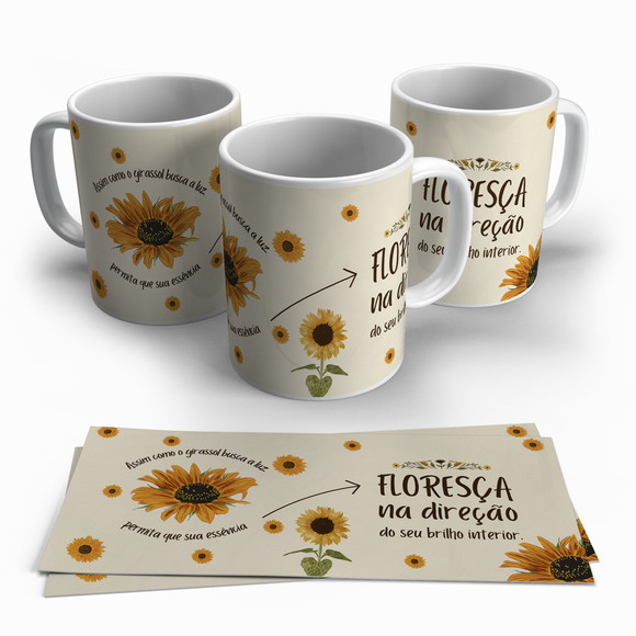 Caneca Porcelana Girassol