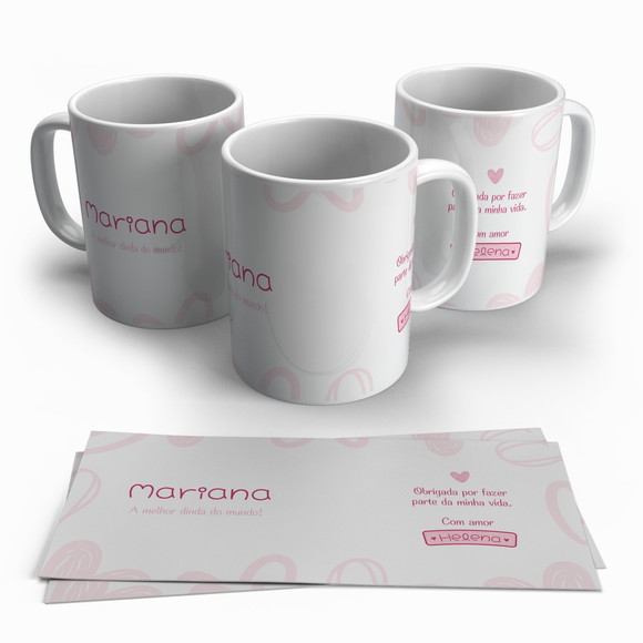 Caneca Porcelana Dinda Personalizada com Nome
