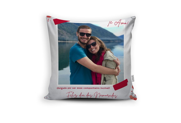Almofada Feliz Dia dos Namorados Personalizada com Foto