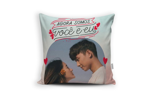 Almofada Agora Somos Você e Eu Personalizada com Foto