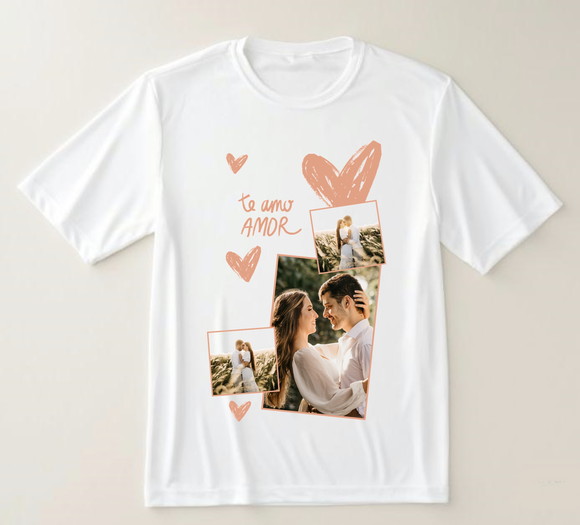 Camiseta Te Amo Personalizada com Fotos