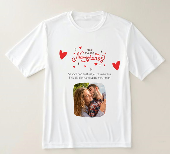 Camiseta Feliz Dia dos Namorados Personalizada com Foto