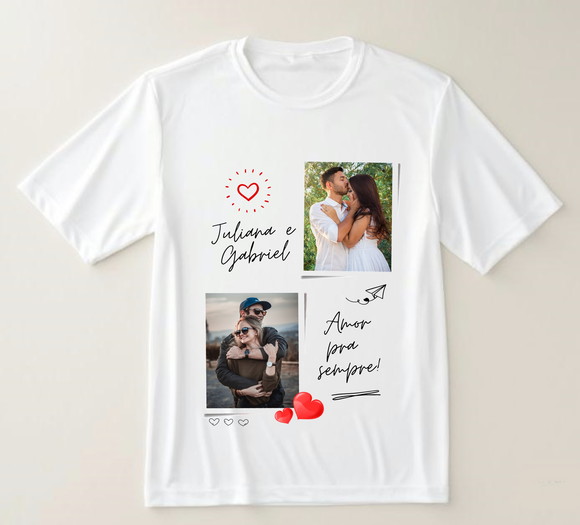 Camiseta Dia dos Namorados Personalizada com Nome e Fotos