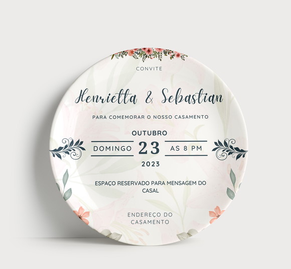 Prato Convite Casamento Personalizado
