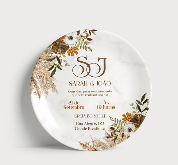 Prato Convite Casamento Personalizado