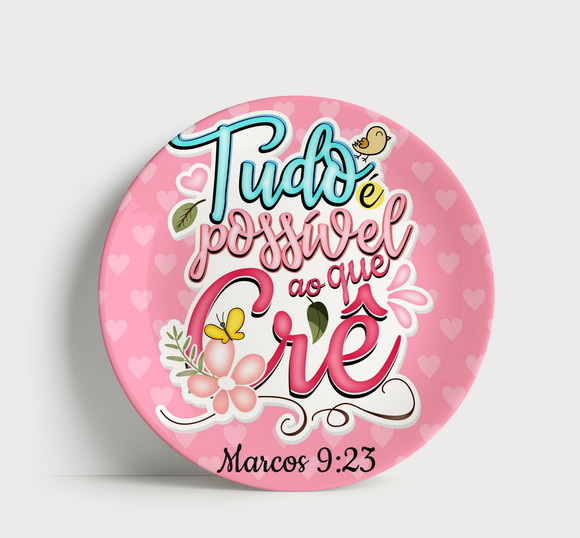 Prato Decorativo com Estampa Religiosa