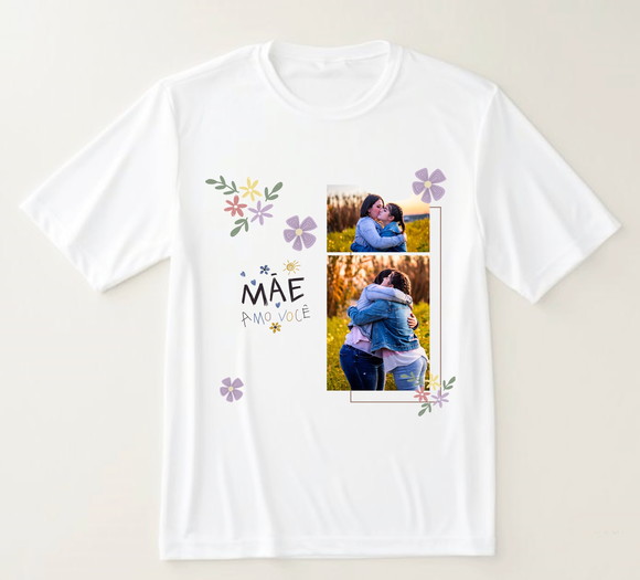 Camiseta Mãe Amo Você Personalizada com Fotos