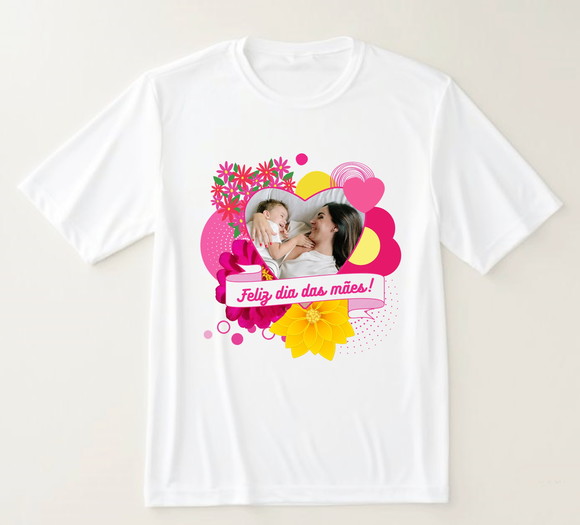 Camiseta Feliz Dia das Mães Personalizada com Foto