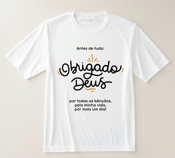Camiseta Religiosa Obrigado Deus