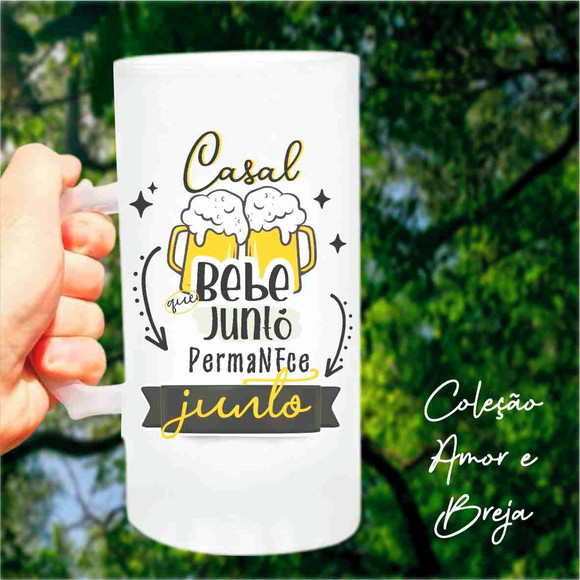 Caneca de Chopp Casal Que Bebe Junto Permanece Junto