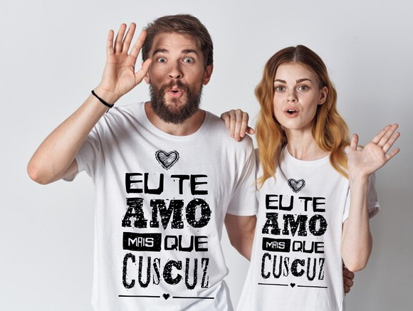 Kit Camiseta Casal Te Amo Mais Que Cuscuz