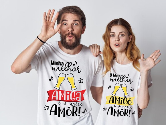 Kit Camiseta Meu Melhor Amigo e Minha Melhor Amiga