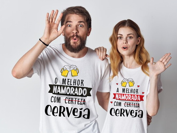 Kit Camiseta Melhores Namorados com Cerveja