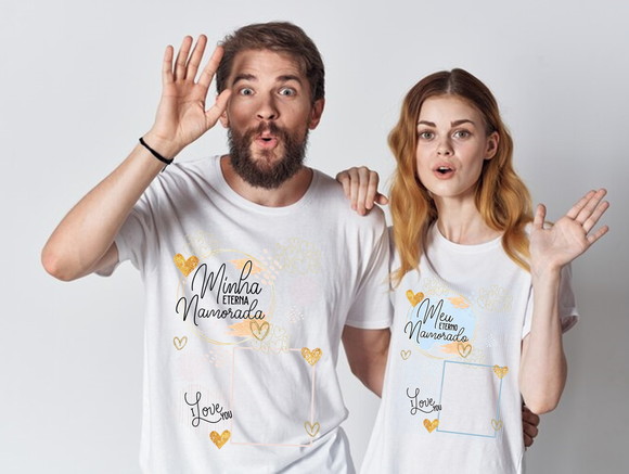 Kit Camiseta Casal Dia dos Namorados Personalizada com Foto