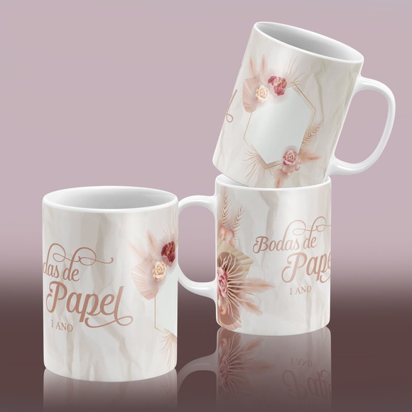 Caneca Bodas de Papel