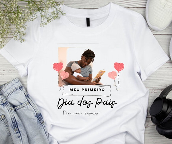 Camiseta Meu Primeiro Dia dos Pais Personalizada com Foto