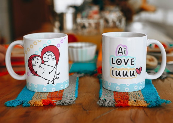 Caneca Dia dos Namorados Florks