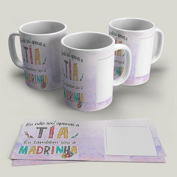 Caneca Porcelana Tia Madrinha Personalizada com Foto
