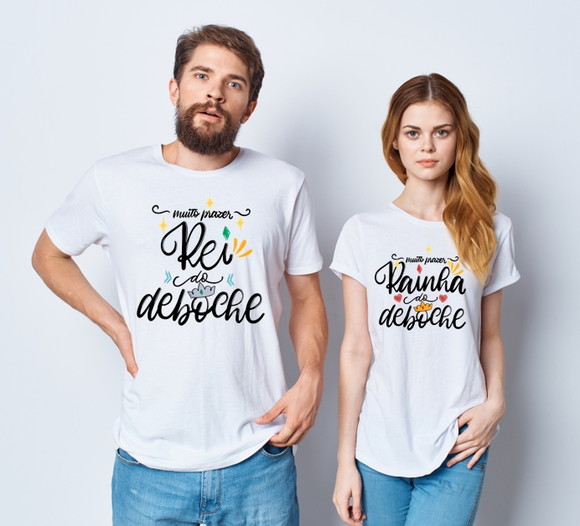 Kit Camiseta Casal Rei do Deboche e Rainha do Deboche
