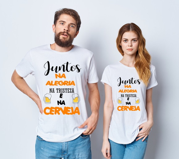 Kit Camiseta Casal Na Alegria e Na Tristeza