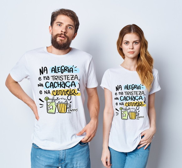 Kit Camiseta Casal Na Alegria e Na Tristeza