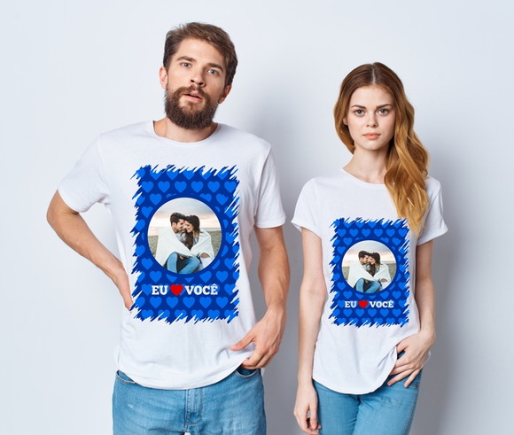 Kit Camiseta Casal Eu Amo Você Personalizada