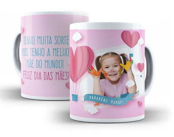 Caneca Feliz Dia das Mães Personalizada com Foto