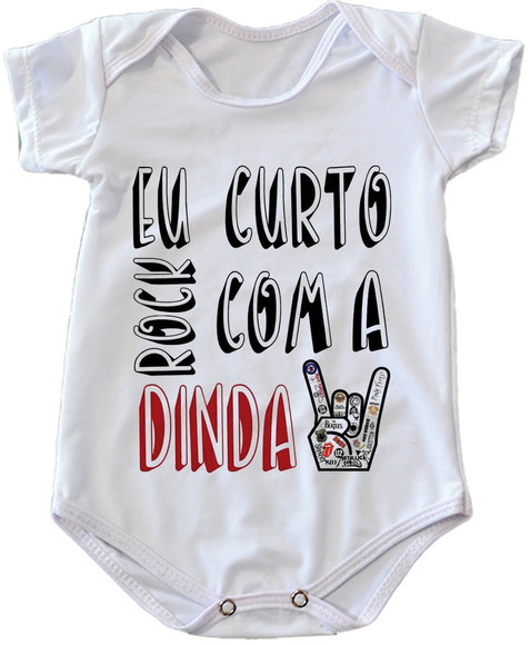 Body Infantil Eu Curto Rock com a Dinda