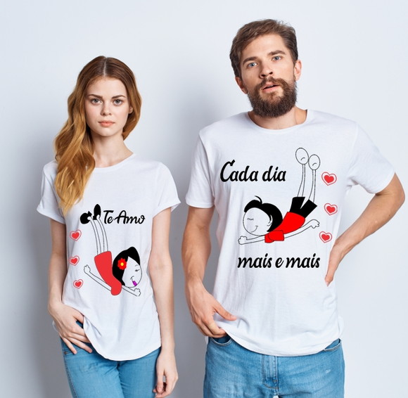 Kit Camiseta Casal Te Amo Cada Dia Mais