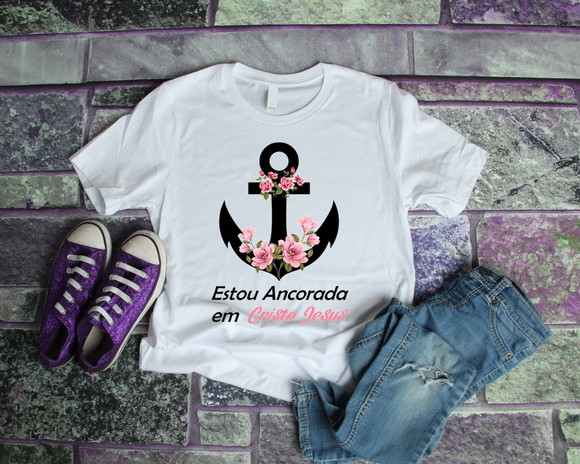 Camiseta Religiosa Estou Ancorada em Jesus
