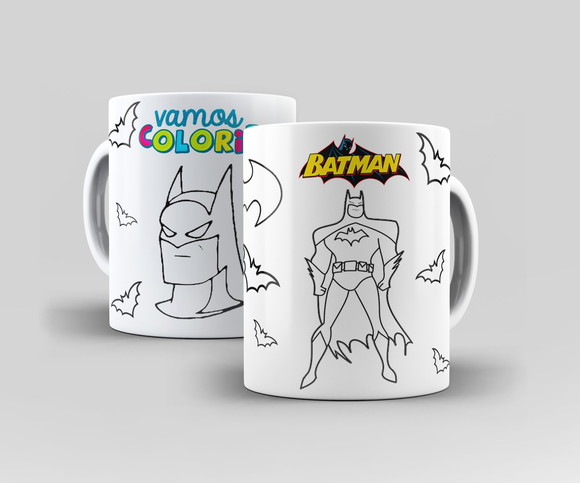 Caneca Porcelana Batman para colorir