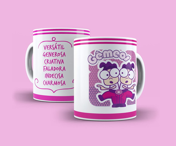 Caneca Porcelana Signos -Gêmeos
