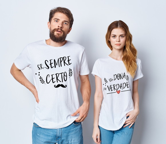 Kit Camiseta Casal Senhor Sempre Certo e Dona da Verdade