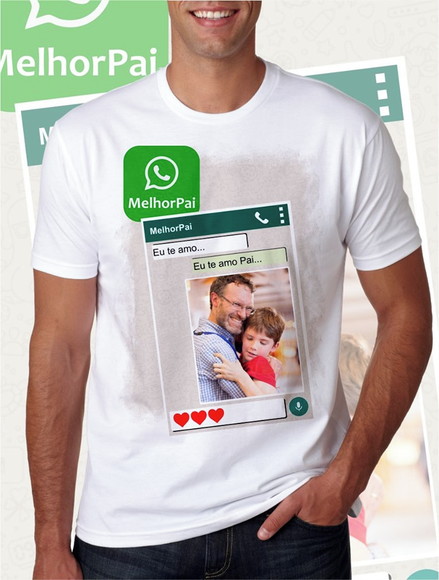 Camiseta Dia dos Pais Whatsapp Personalizada com Foto