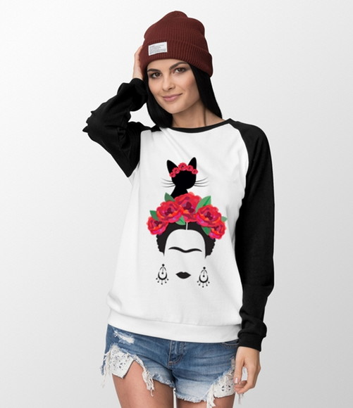 Camiseta Raglan Frida Kahlo Manga Longa