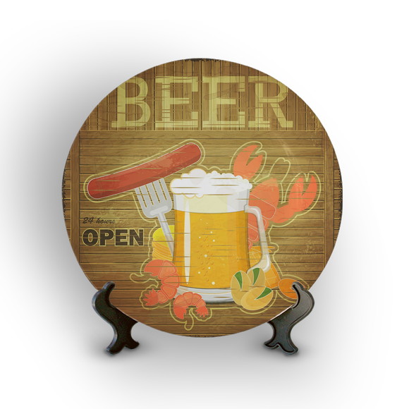 Prato Decorativo Retrô Beer