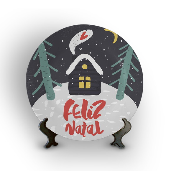 Prato de Porcelana Decorativo Natal