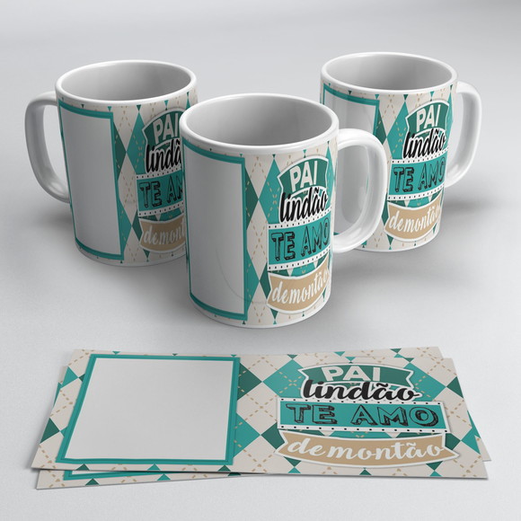 Caneca Dia dos Pais -Pai Lindão Te Amo de Montão