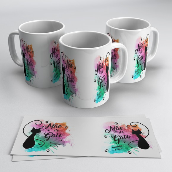 Caneca Porcelana Mãe de Gato
