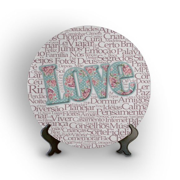 Prato Porcelana Decorativo Love